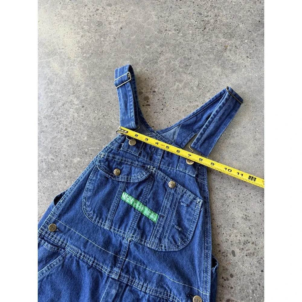 Key Bib Overalls Mens 30x34 Blue Denim Workwear Carpenter Utility Straight Leg - Picture 7 of 15